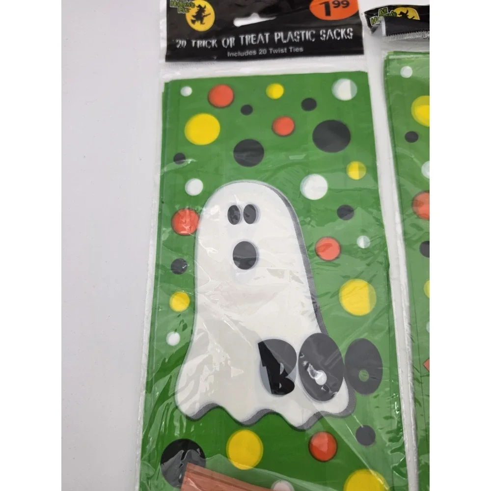 Vintage Nos lot Of 3  20 Larger BOO Halloween Treat Bags In Package  Twist Ties